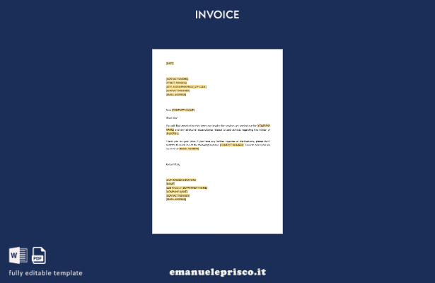 modello allegato da lettera di stile verificato alla fattura del cliente